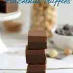 a pinterest image for layered hazelnut truffles