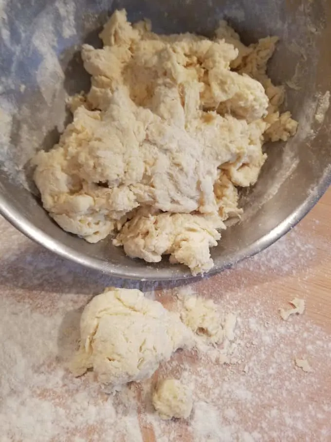 a shaggy mass of sourdough scone dough
