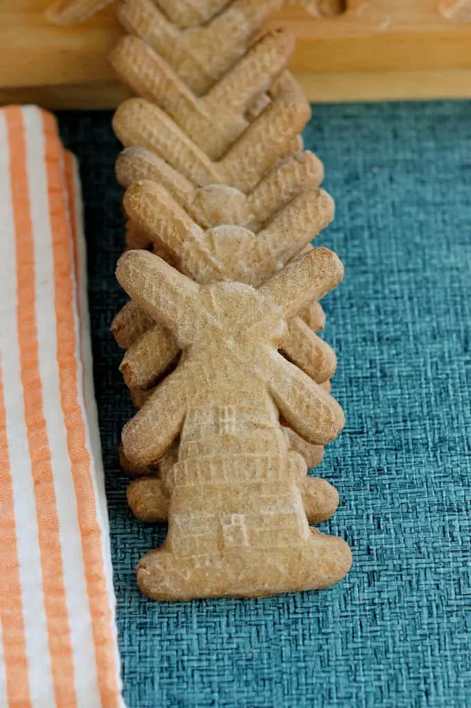 a stack of speculaas windmill cookies