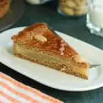 a slice of speculaas cake with almond paste filling