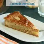 a pinterest image for filled speculaas cake