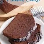 a pinterest image for chocolate pound cake recipe