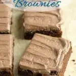 a pinterest image for malted milk brownie recipe