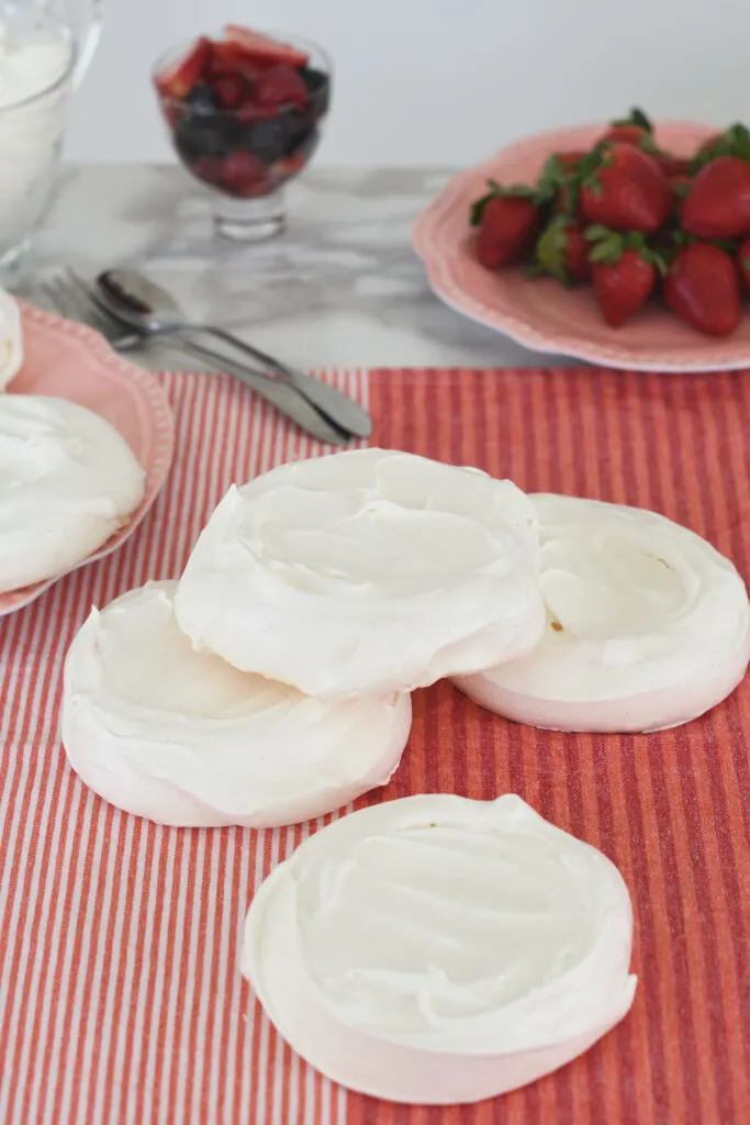 individual pavlovas on a table