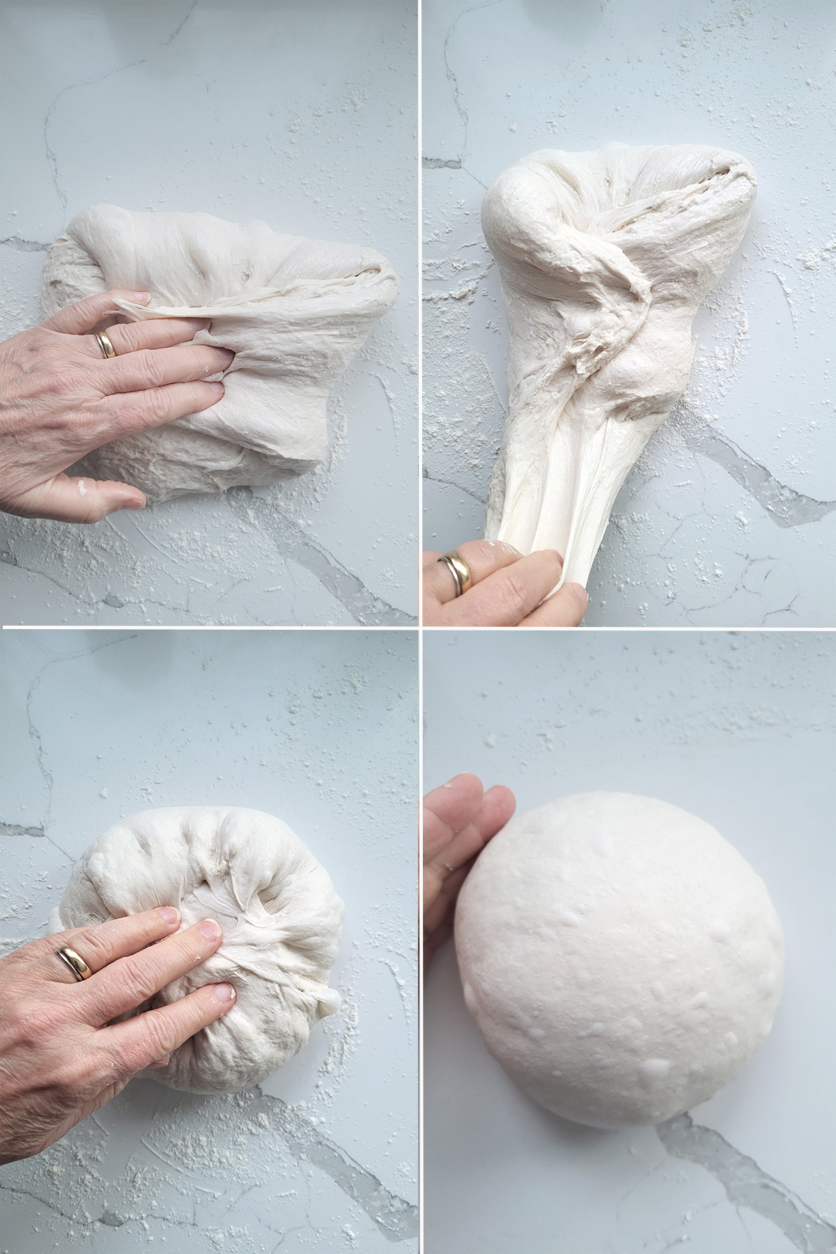 folding and shaping sourdough dough.