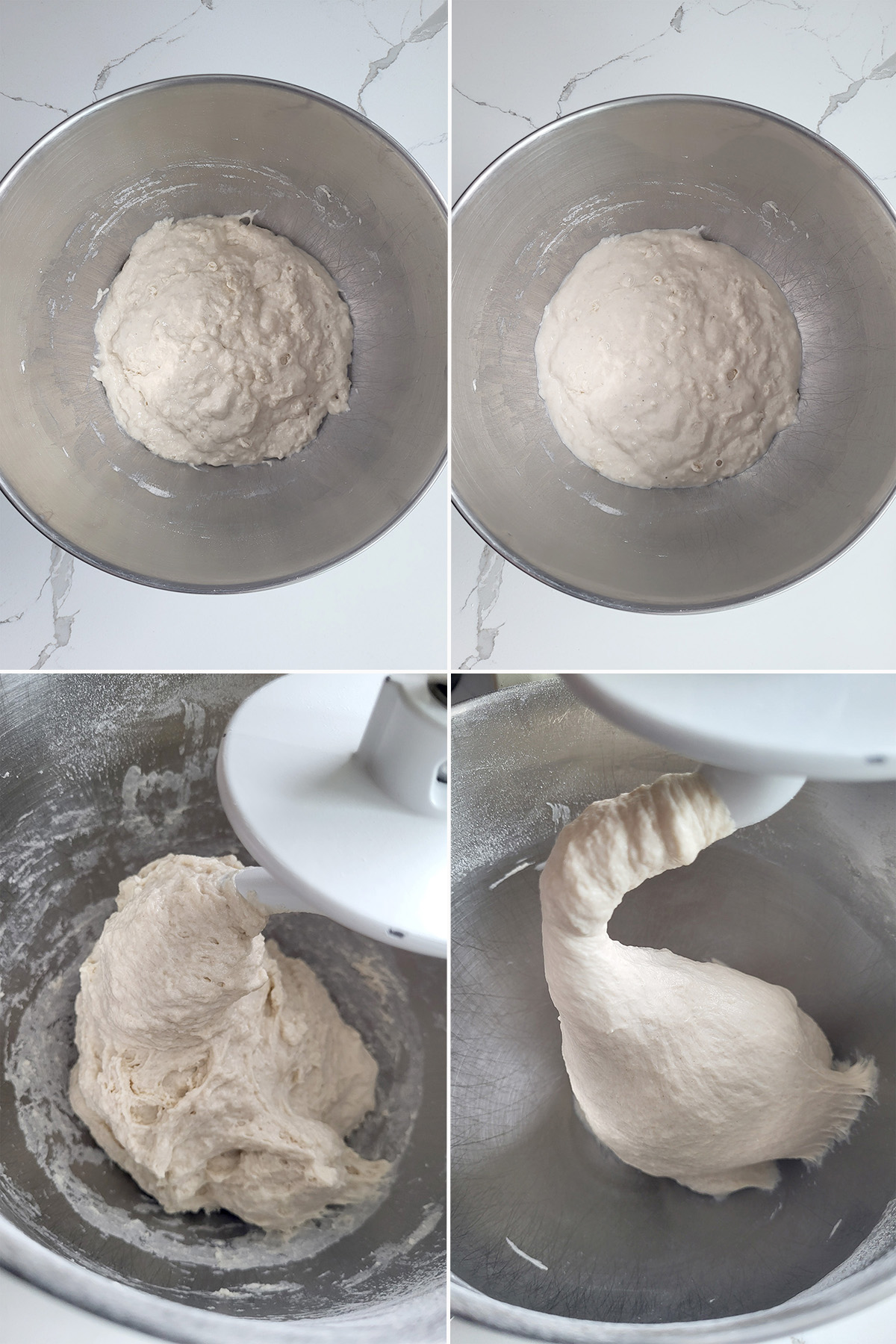 mixing sourdough dough with a dough hook. 