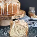 a slice of sourdough coffee cake on a plate