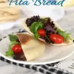 an image of sourdough pita bread sized for pinterest