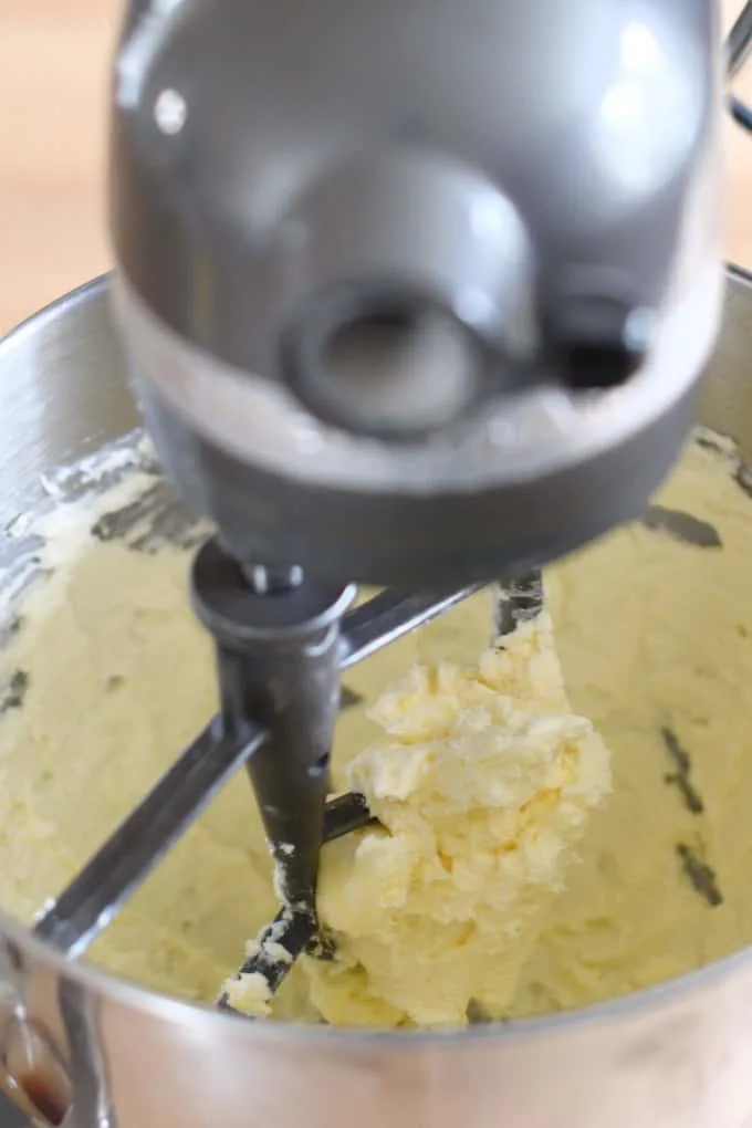 a mixer bowl full of butter 