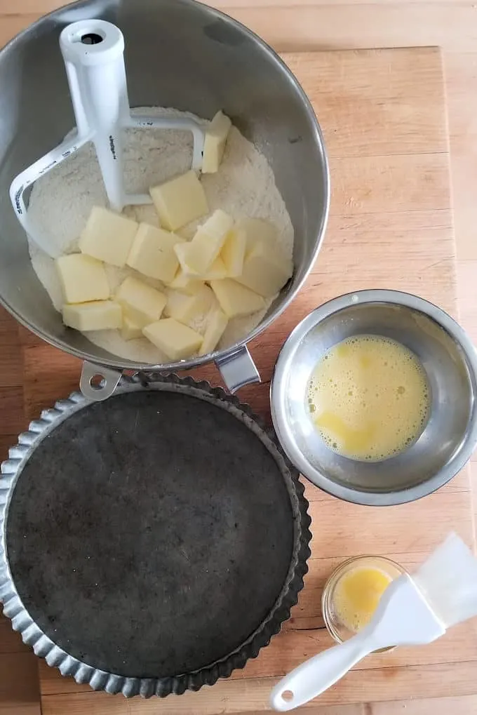 ingredients assembled to make boterkoek, or dutch butter cake