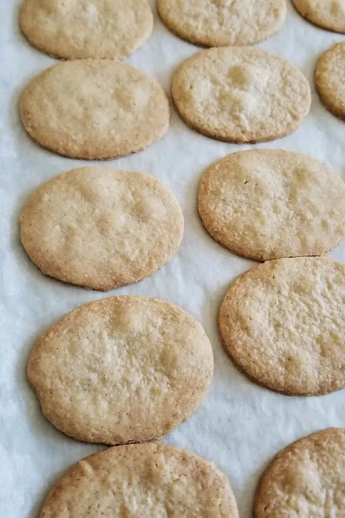 a tray of baked hazelnut cookies