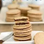 a pinterest image for nutella sandwich cookies