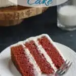 a pinterest image for red velvet cake