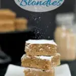 a pinterest image for a blondie recipe