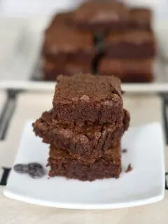 a stack of sourdough brownies