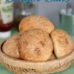 a pinterest image for sourdough hamburger bun recipe