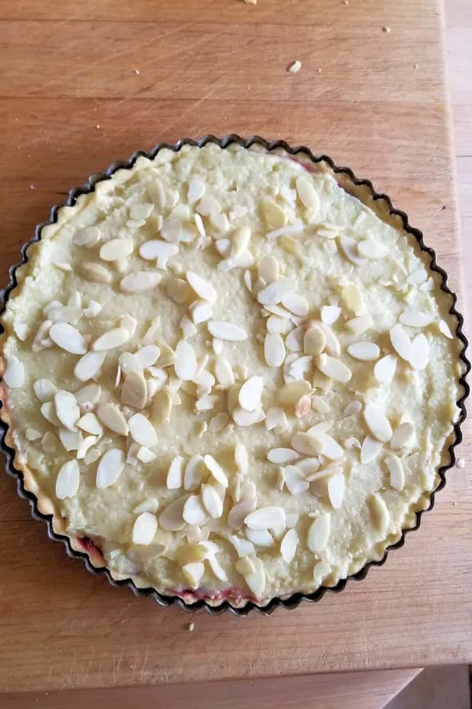 an unbaked bakewell tart