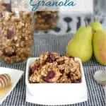 a pinterest image for chunky granola with text overlay