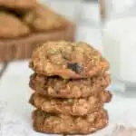 a pinterest image for oatmeal cranberry chocolate chip cookies with text overlay