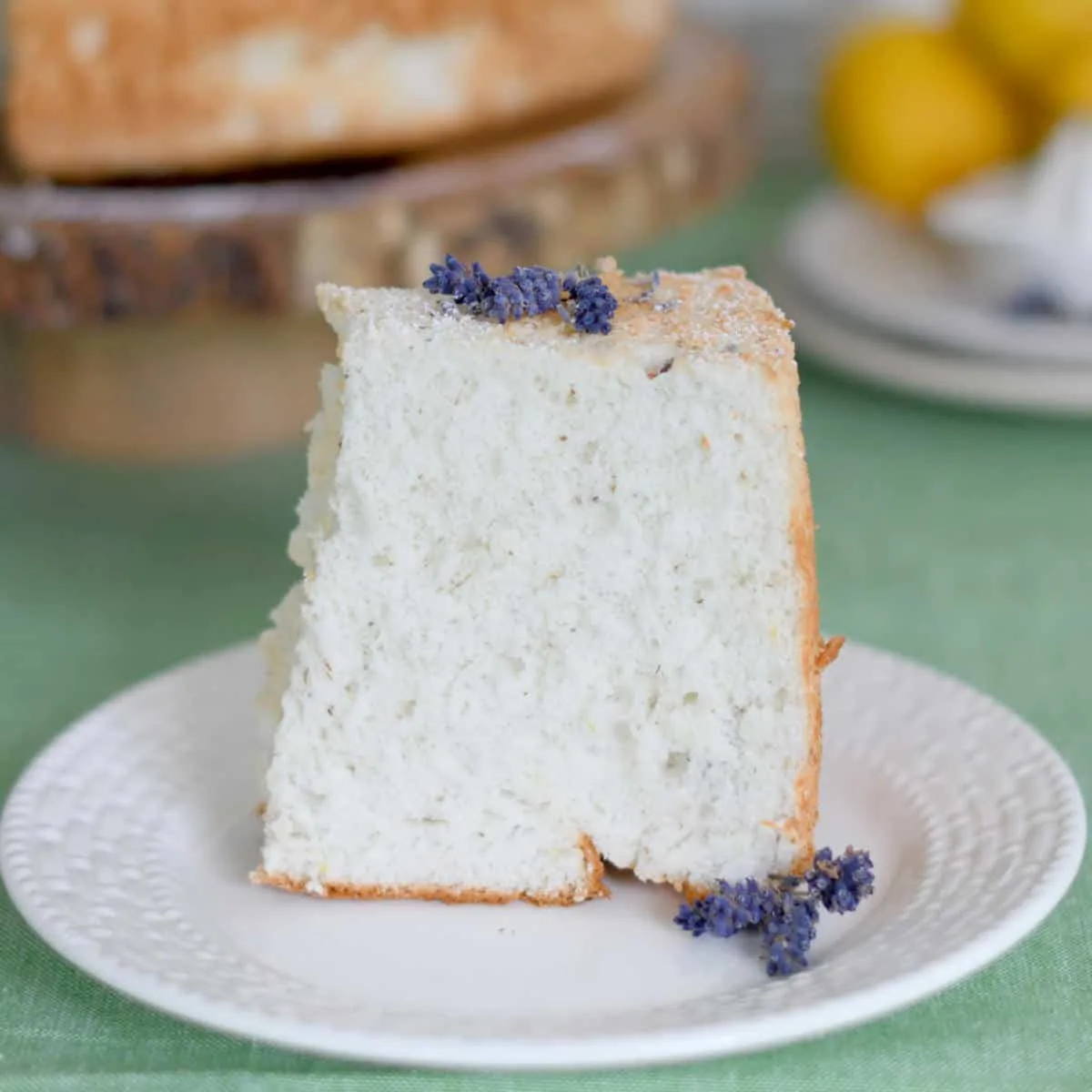 Lemon Lavender Angel Food Cake