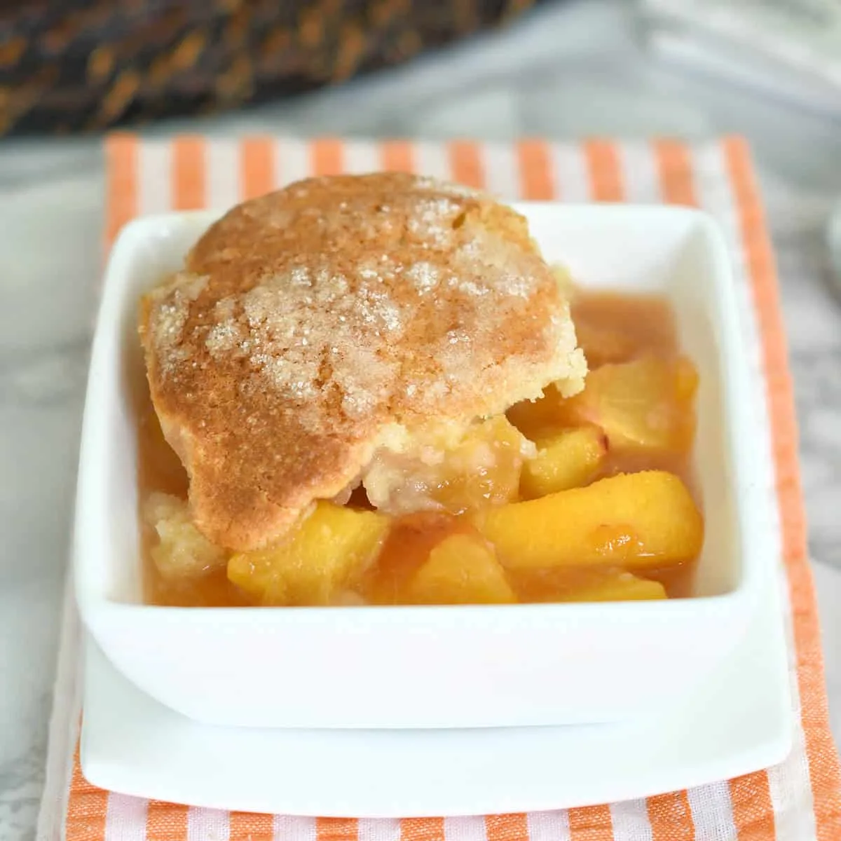 Fresh Peach Cobbler Baked in a Skillet