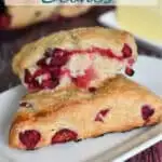 a pinterest image for a cranberry orange scone recipe with text overlay