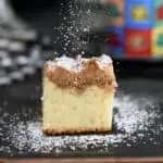 a slice of sourdough crumb cake on a plate