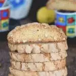 a pinterest image for sourdough biscotti with text overlay