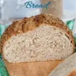 a pinterest image for sourdough bulgur wheat bread with text overlay