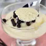 a pinterest image for vanilla mousse with text overlay