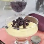 an image for a vanilla mousse recipe for pinterest with text overlay