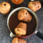 a baba au rhum image with text overlay for pinterest
