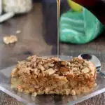 a pinterest image for apple maple baked oatmeal with text overlay