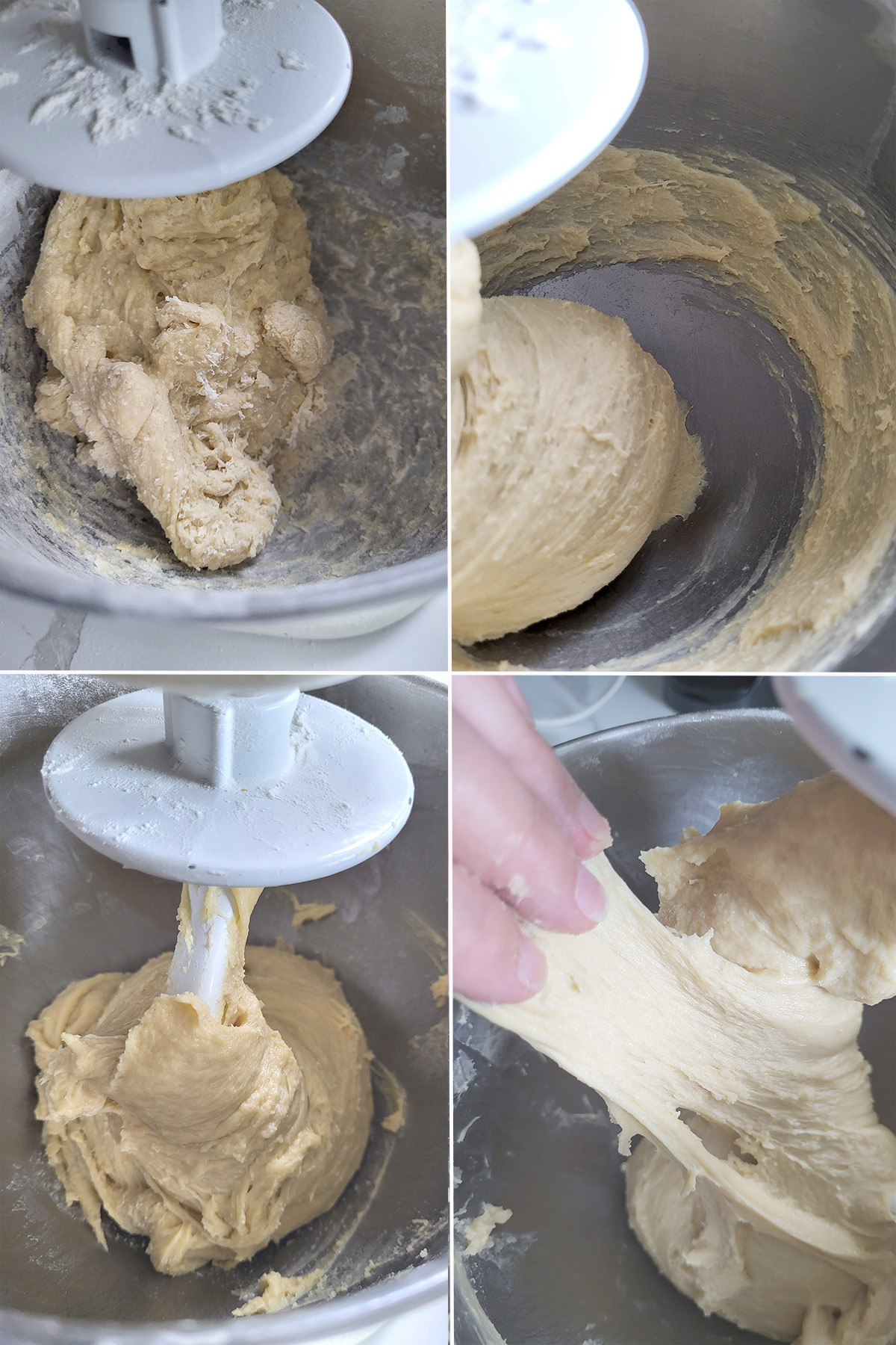 brioche dough kneading in a bowl.