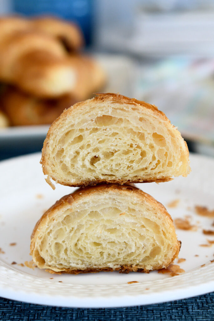 a cross section view of the layers in a croissant.