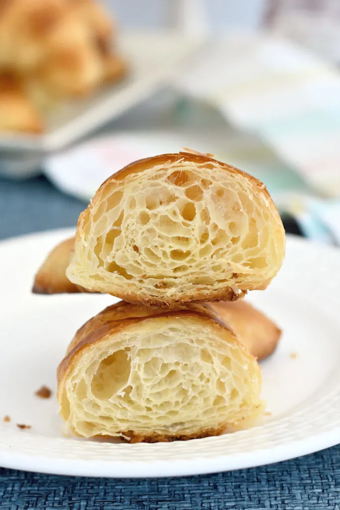 a sliced croissant showing the layers