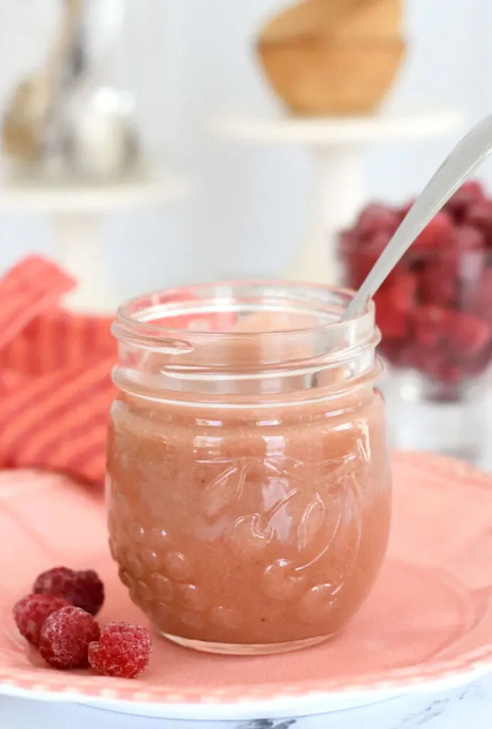 a jar of homemade raspberry curd