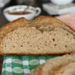 a pinterest image for sourdough irish brown bread with text overlay