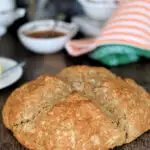 a pinterest image for sourdough irish brown bread with text overlay