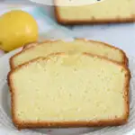 a pinterest image for lemon yogurt pound cake with text overlay