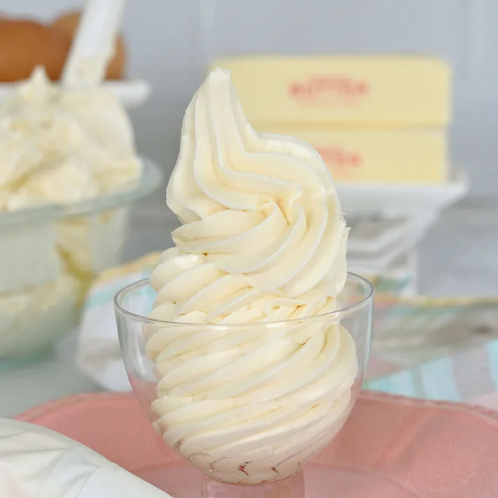 a bowl of swiss meringue buttercream