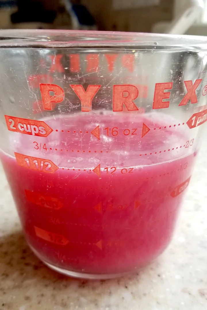 a cup of rhubarb juice