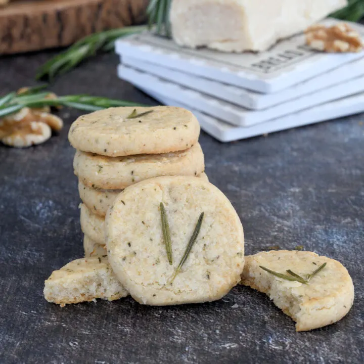 Walnut, Parmesan & Rosemary Savory Shortbread Cookies