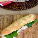 a pinterest image for sourdough hoagie rolls with text overlay
