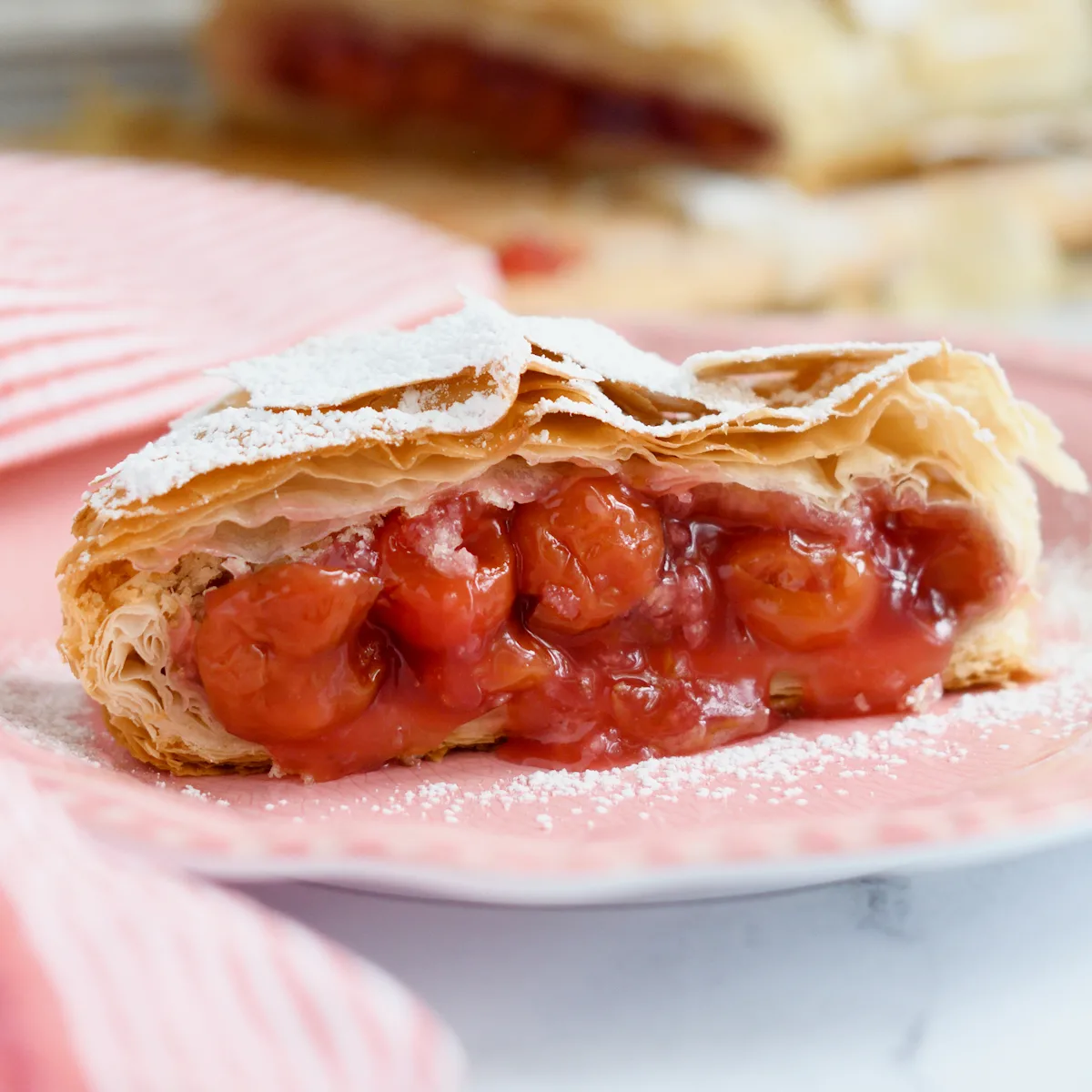 Sour Cherry Strudel made with Phyllo Dough
