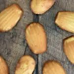 a pinterest image for french madeleines with text overlay