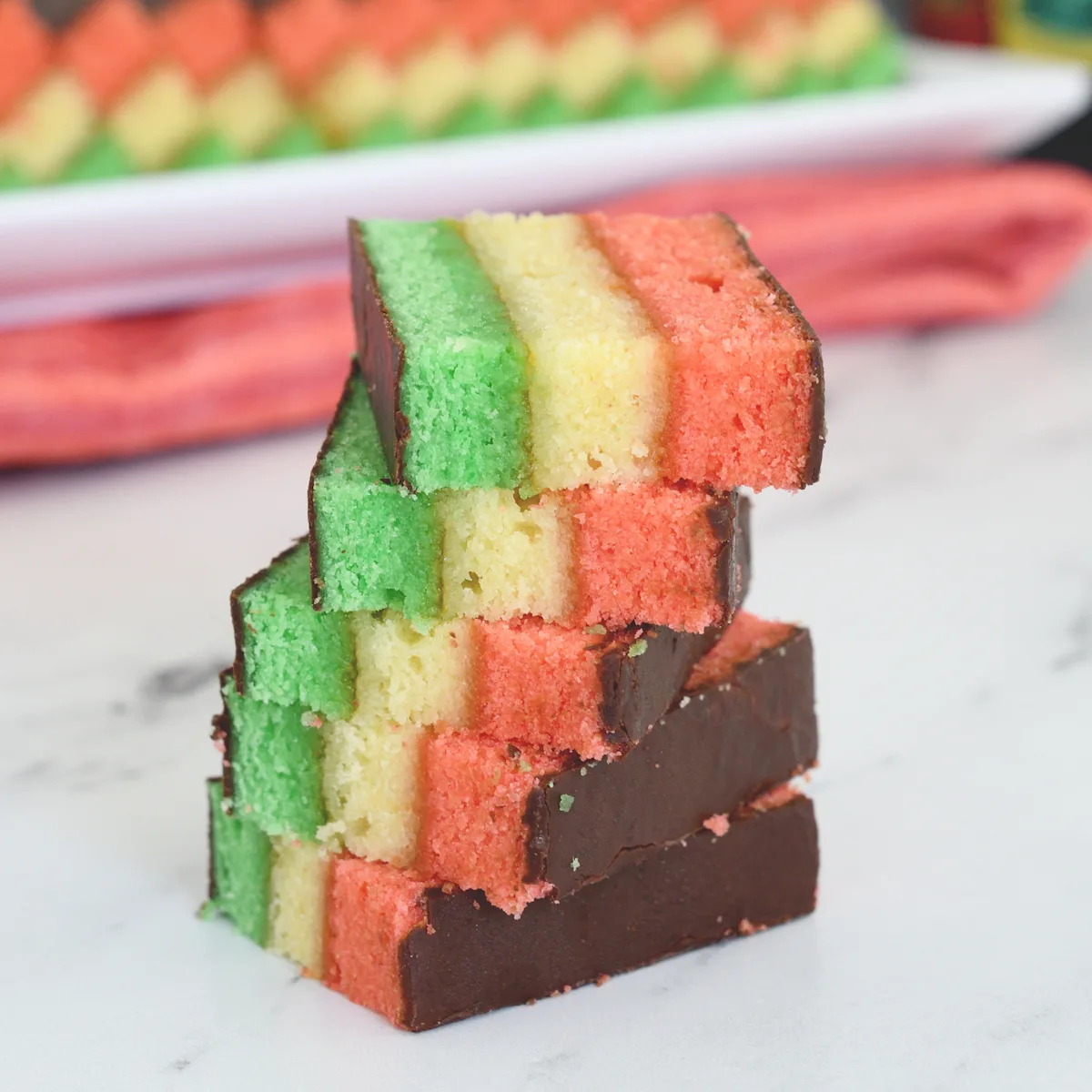 Sheet Pan Rainbow Cookie Cake