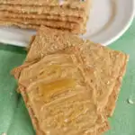 a pinterest image for Sourdough Oatmeal Crispbread with text overlay