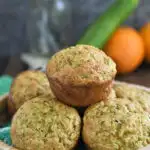 a pinterest image for zucchini muffins with text overlay