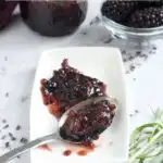 A pinterest image for blackberry Lavender Preserves with text overlay